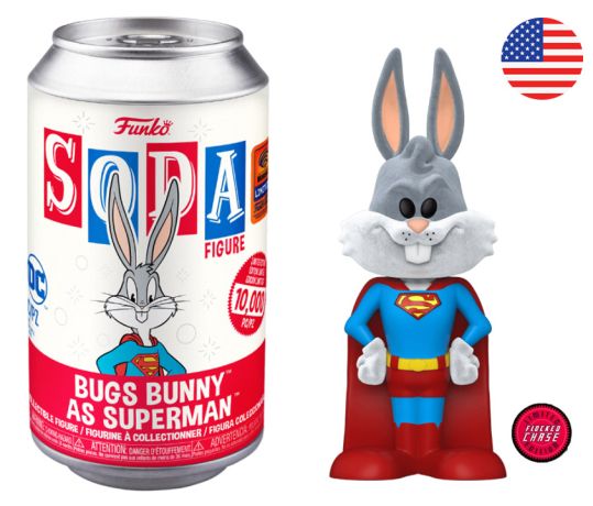 Figurine Funko Soda Looney Tunes Bugs Bunny en Superman (Canette Rouge) [Chase]