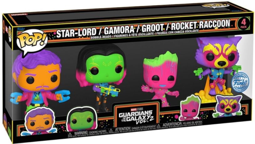 Figurine Funko Pop Les Gardiens de la Galaxie 2 [Marvel] Star-Lord / Gamora / Groot / Rocket - Black Light