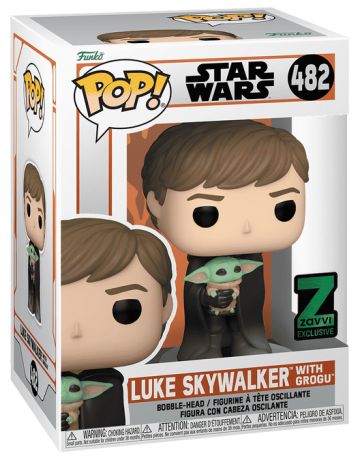 Figurine Funko Pop Star Wars : Le Mandalorien #482 Luke Skywalker avec Grogu - T-Shirt