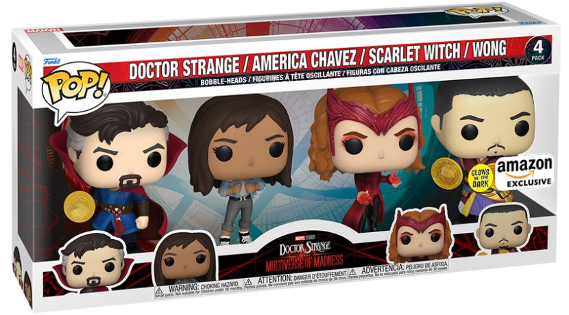 Figurine Funko Pop Doctor Strange in the Multiverse of Madness Docteur Strange / America Chavez / Sorcière Rouge / Wong - Pack