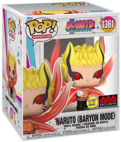 Figurine Funko Pop Boruto: Naruto Next Generations #1361 Naruto (Mode Baryon) Glow in the Dark - 15 cm