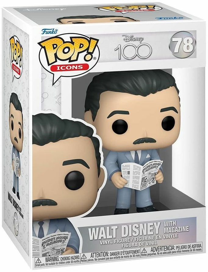 Figurine Pop 100 ans de Disney #78 pas cher : Walt Disney avec magazine