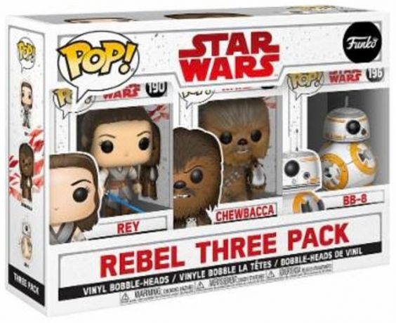 Figurine Funko Pop Star Wars 8 : Les Derniers Jedi Rey, Chewbacca et BB-8 - 3 Pack 