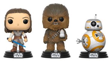 Figurine Funko Pop Star Wars 8 : Les Derniers Jedi Rey, Chewbacca et BB-8 - 3 Pack 