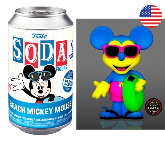 Figurine Funko Soda Disney Mickey Mouse à la Plage (Canette Bleue) [Chase]