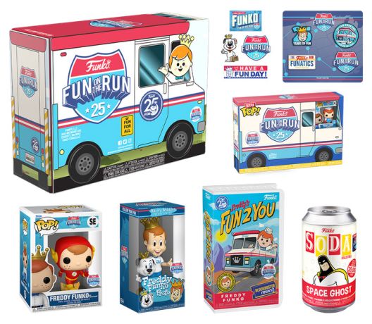 Figurine Funko Pop Freddy Funko Funko 25ème Anniversaire Fun on the Run Box