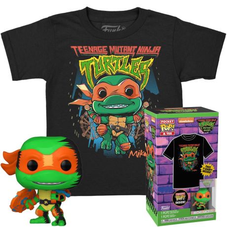 Figurine Funko Pop Tortues Ninja Michelangelo (Black Light) - T-Shirt