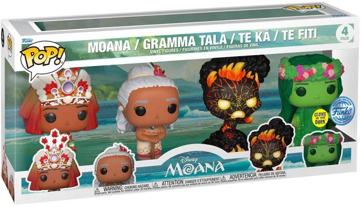 Figurine Pop Vaiana [Disney] pas cher : Vaiana / Grand-Mère Tala / Te Ka /  Te Fiti - 4 Pack