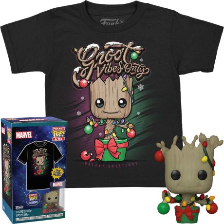 Figurine Funko Pop Marvel Comics Groot Noël Pocket - T-Shirt