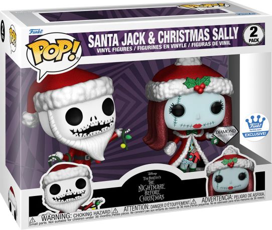 Figurine Funko Pop L'étrange Noël de M. Jack [Disney] Santa Jack & Christmas Sally Diamond - 2 Pack
