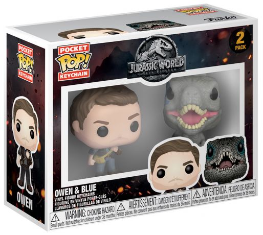 Figurine Funko Pop Jurassic World : Fallen Kingdom Owen & Blue - Porte-clés - 2 Pack