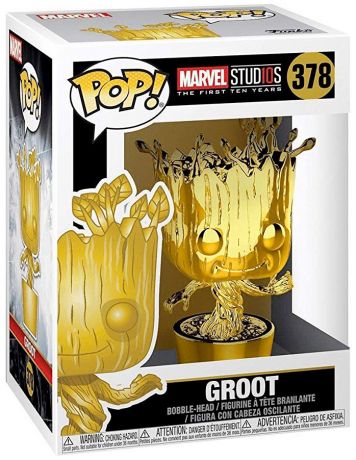 Figurine Funko Pop Marvel Studios - L'anniversaire des 10 ans #378 Groot - Chrome Or