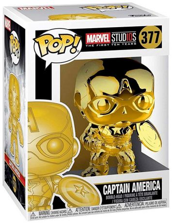 Figurine Funko Pop Marvel Studios - L'anniversaire des 10 ans #377 Captain America - Chrome Or