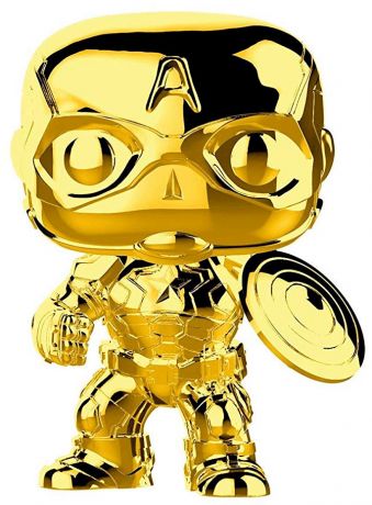 Figurine Funko Pop Marvel Studios - L'anniversaire des 10 ans #377 Captain America - Chrome Or