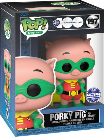 Figurine Funko Pop Warner Bros 100 ans #197 Porky Pig en Robin - Digital Pop
