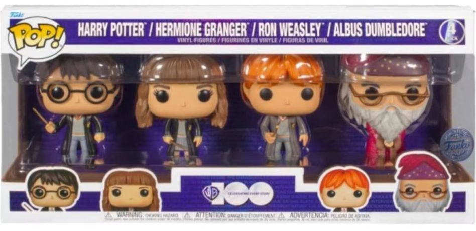 Figurine Funko Pop Warner Bros 100 ans Harry / Hermione / Ron / Dumbledore - Pack