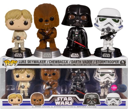 Figurine Funko Pop Star Wars 4 : Un nouvel espoir Luke Skywalker / Chewbacca / Dark Vador / Stormtrooper - Pack