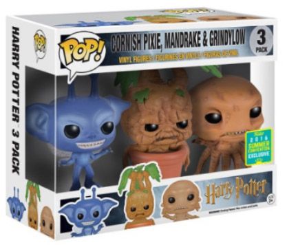 Figurine Funko Pop Harry Potter Pixie, Mandragore & Strangulot - 3 Pack
