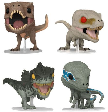 Figurine Funko Pop Jurassic World : Le Monde d'après Tyrannosaurus / Atrociraptor / Giganotosaurus / Velociraptor - Pack