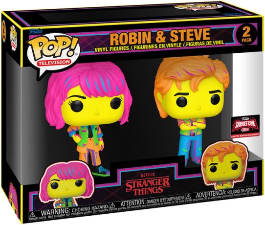 Figurine Funko Pop Stranger Things Robin & Steve (Black Light) - Pack