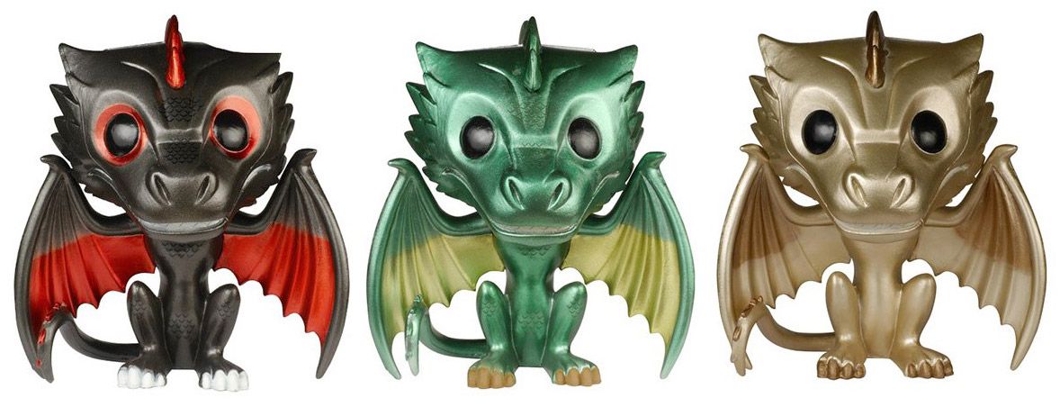 Figurine Funko Pop Game of Thrones Drogon, Rhaegal et Viserion - Metallique 3 Pack