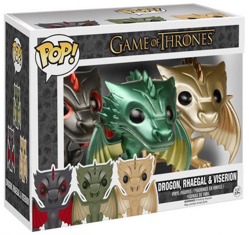 Figurine Funko Pop Game of Thrones Drogon, Rhaegal et Viserion - Metallique 3 Pack