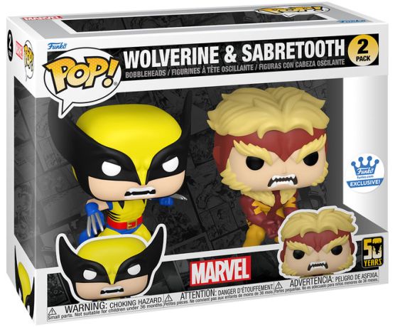 Figurine Funko Pop Marvel Comics Wolverine & Dents-de-sabre - Pack