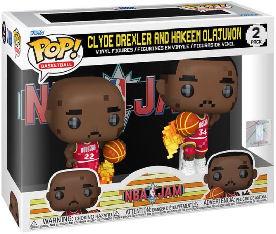 Figurine Funko Pop NBA Clyde Drexler & Hakeem Olajuwon (8-bit) - Pack