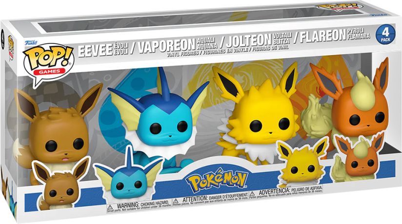 Figurine Funko Pop Pokémon Evoli / Aquali / Voltali / Pyroli (EMEA) - Pack