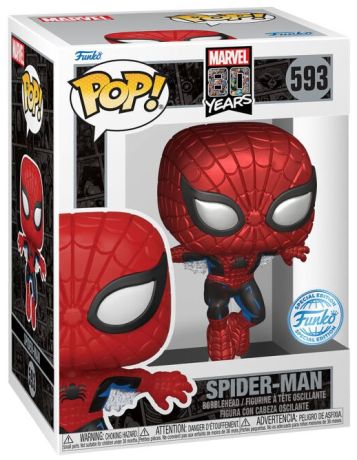 Figurine Funko Pop Marvel 80 ans #593 Spider-Man (Métallique) - T-Shirt