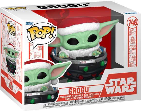 Figurine Funko Pop Star Wars : Noël #746 Grogu Hover Pram