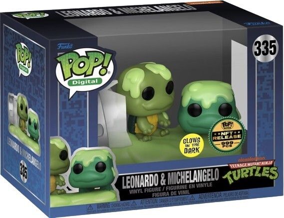 Figurine Funko Pop Tortues Ninja #335 Leonardo & Michelangelo - Glow in the Dark - Digital Pop