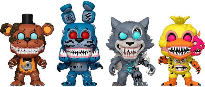 Figurine Funko Pop Five Nights at Freddy's Twisted Freddy, Bonnie, Wolf & Chica - 4-Pack