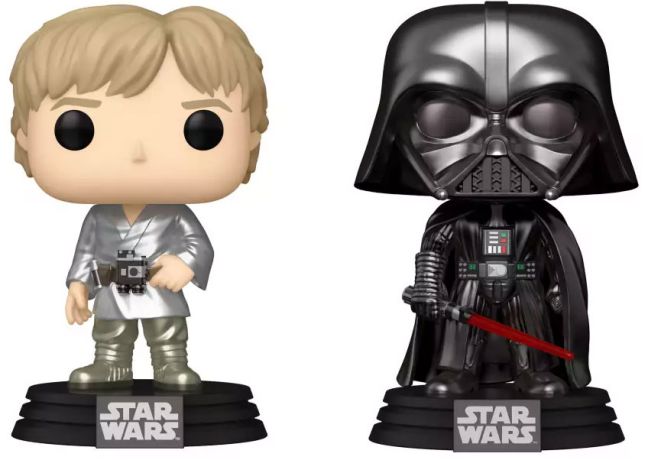 Figurine Funko Pop Star Wars 4 : Un nouvel espoir Dark Vador & Luke Skywalker (Métallique) - Pack