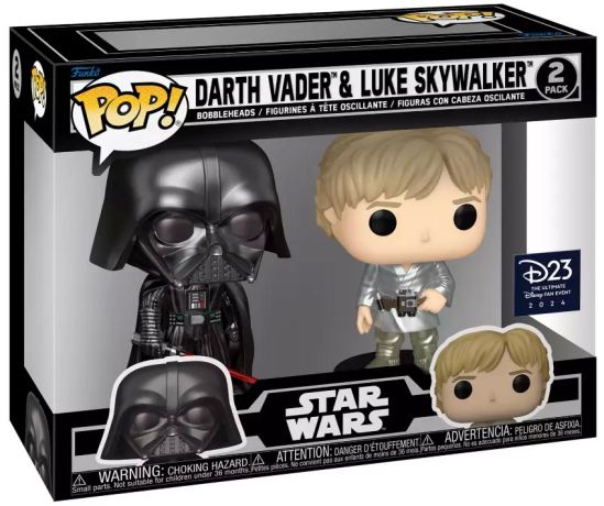 Figurine Funko Pop Star Wars 4 : Un nouvel espoir Dark Vador & Luke Skywalker (Métallique) - Pack