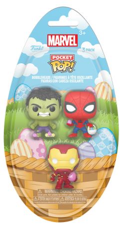 Figurine Funko Pop Marvel Comics Hulk / Spider-Man / Iron Man (Pâques) - Pack Pocket