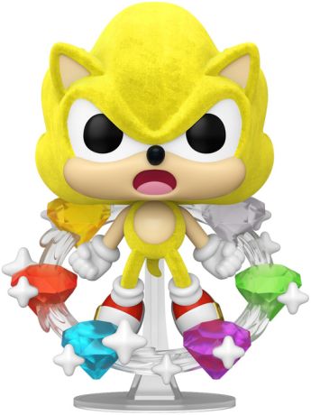 Figurine Funko Pop Sonic le Hérisson #1059 Super Sonic avec Émeraudes - Flocked