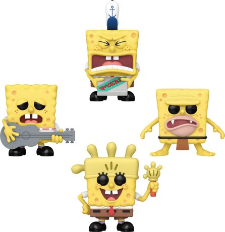 Figurine Funko Pop Bob l'Eponge Bob l'Eponge Pantalon déchiré / Pizza / Homme des cavernes / Gant - Pack