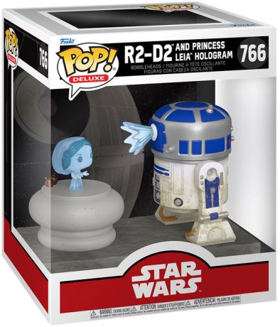 Figurine Funko Pop Star Wars 4 : Un nouvel espoir #766 R2-D2 et Princesse Leia Hologramme 