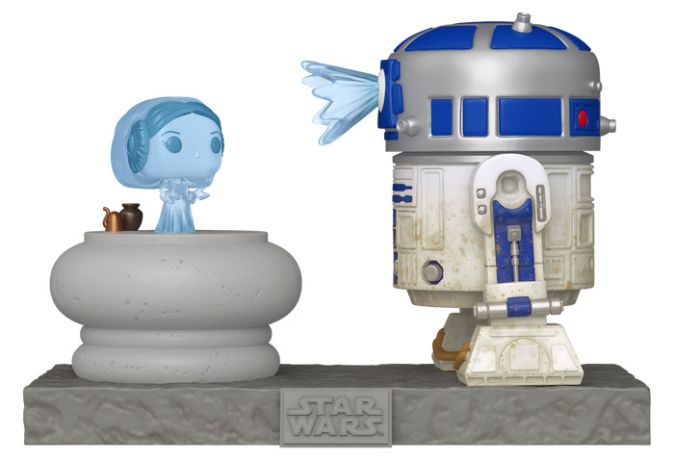 Figurine Funko Pop Star Wars 4 : Un nouvel espoir #766 R2-D2 et Princesse Leia Hologramme 