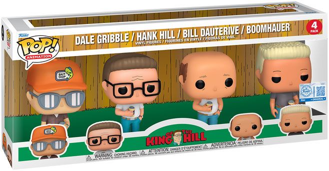 Figurine Funko Pop Les Rois du Texas Dale Gribble / Hank Hill / Bill Dauterive / Boomhauer - Pack