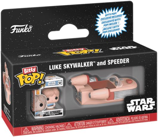 Figurine Funko Pop Star Wars 4 : Un nouvel espoir Luke Skywalker et Speeder - Bitty Pop