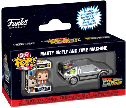 Figurine Funko Pop Retour vers le Futur Marty McFly et la DeLorean - Bitty Pop