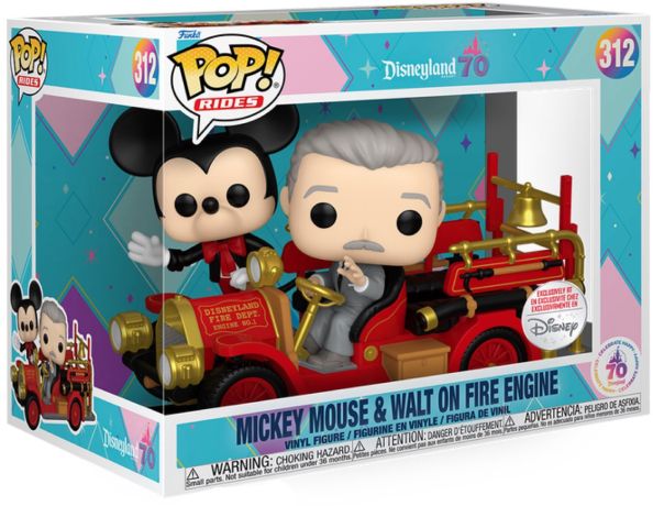 Figurine Funko Pop Mickey Mouse [Disney] #312 Mickey Mouse & Walt Disney Véhicule de pompiers