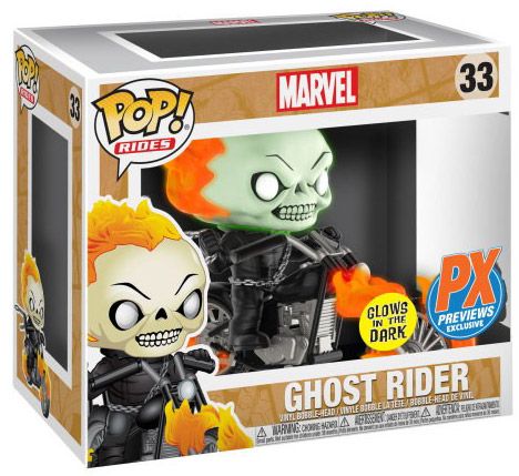 Figurine Funko Pop Marvel Comics #33 Ghost Rider sur moto - Brillant dans le noir