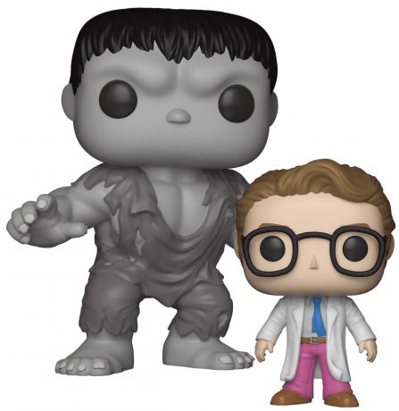 Figurine Funko Pop Marvel Comics #284 Hulk Gris & Bruce Banner - 2 pack - 15 cm