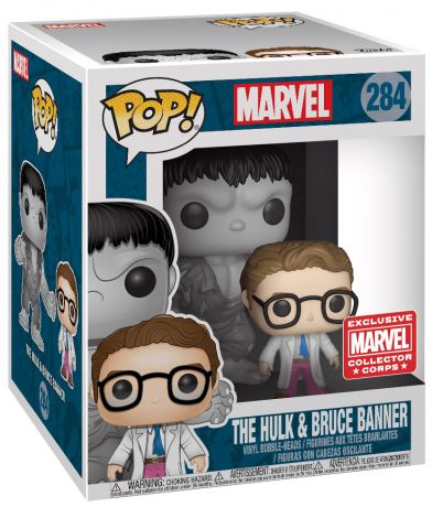 Figurine Funko Pop Marvel Comics #284 Hulk Gris & Bruce Banner - 2 pack - 15 cm