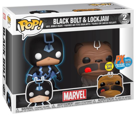 Figurine Funko Pop Marvel Comics BlackBolt & Lockjaw - 2 Pack - Brillant dans le noir et paillettes