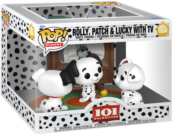 Figurine Funko Pop Les 101 Dalmatiens [Disney] #1664 Rolly, Patch & Chanceux avec TV - Moment