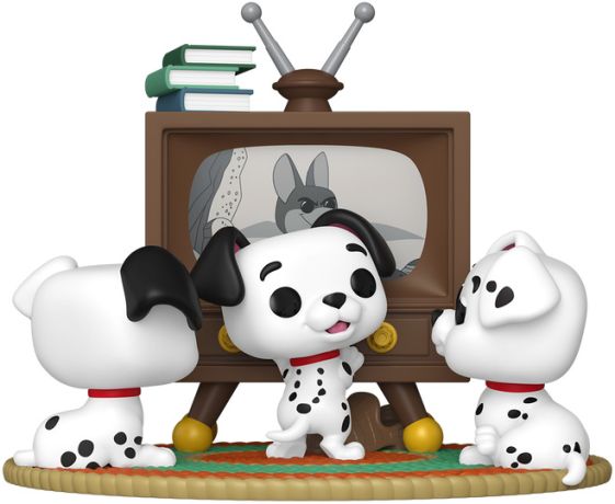 Figurine Funko Pop Les 101 Dalmatiens [Disney] #1664 Rolly, Patch & Chanceux avec TV - Moment